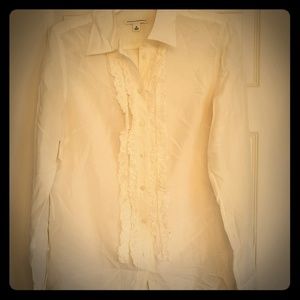 BR button front,  ruffle blouse